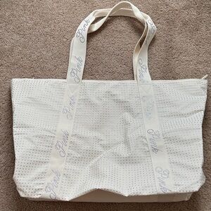 New in bag- Limited edition PINK Victoria's Secret White and Rhinestone Tote Bag